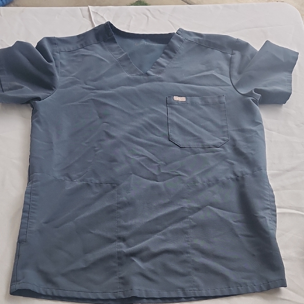 Figs Blue Scrub Top